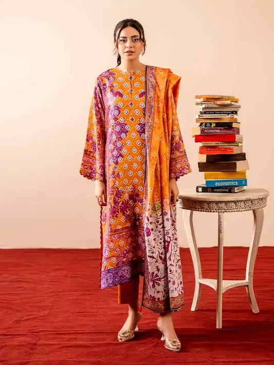 GEET 3-Piece Unstitched Digital Printed Linen Suit for Women
