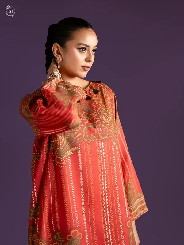 2 Piece Unstitched Fancy Linen Suit for Women – Printed Shirt & Trouser