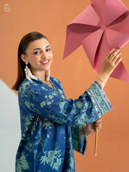2 Piece Unstitched Bana Dora Linen Suit for Women – Printed Shirt & Trouser