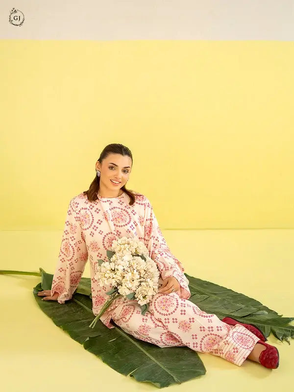 2 Piece Unstitched Bana Dora Linen Suit for Women – Printed Shirt & Trouser