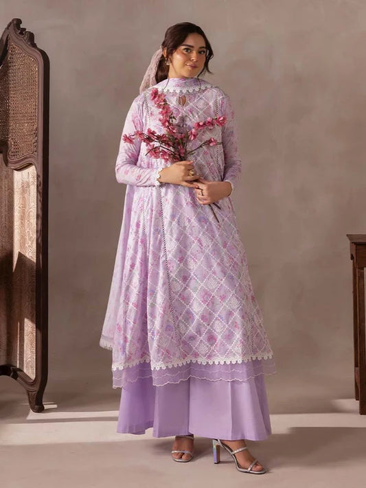 FLORE 3 Piece Unstitched Embroidered Lawn Suit | Digital Printed Lawn