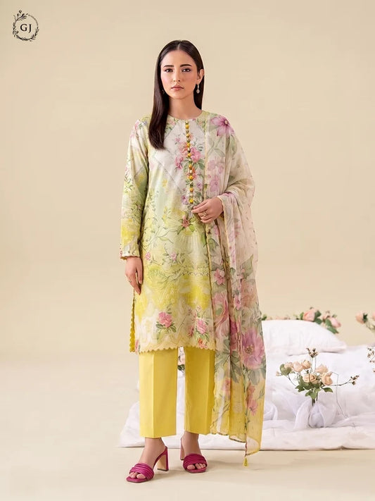 Popin 3-Piece Unstitched Digital Printed Lawn Suit