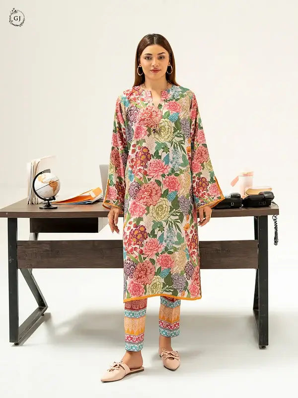 2 Piece Unstitched Fancy Linen Suit for Women – Printed Shirt & Trouser