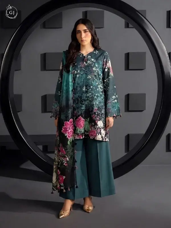 KISSA 3-Piece Unstitched Digital Printed Linen Suit | Fall-Winter Collection