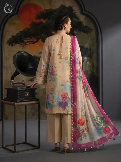 KISSA 3-Piece Unstitched Digital Printed Linen Suit | Fall-Winter Collection