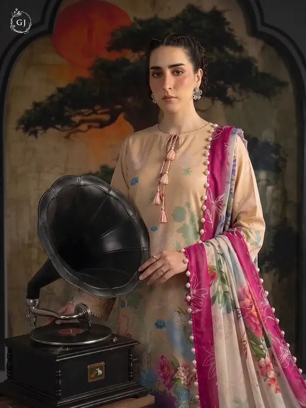 KISSA 3-Piece Unstitched Digital Printed Linen Suit | Fall-Winter Collection