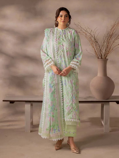 FLORE 3 Piece Unstitched Embroidered Lawn Suit | Digital Printed Lawn