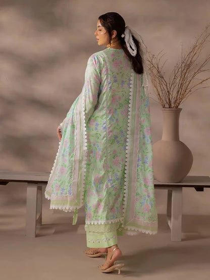 FLORE 3 Piece Unstitched Embroidered Lawn Suit | Digital Printed Lawn
