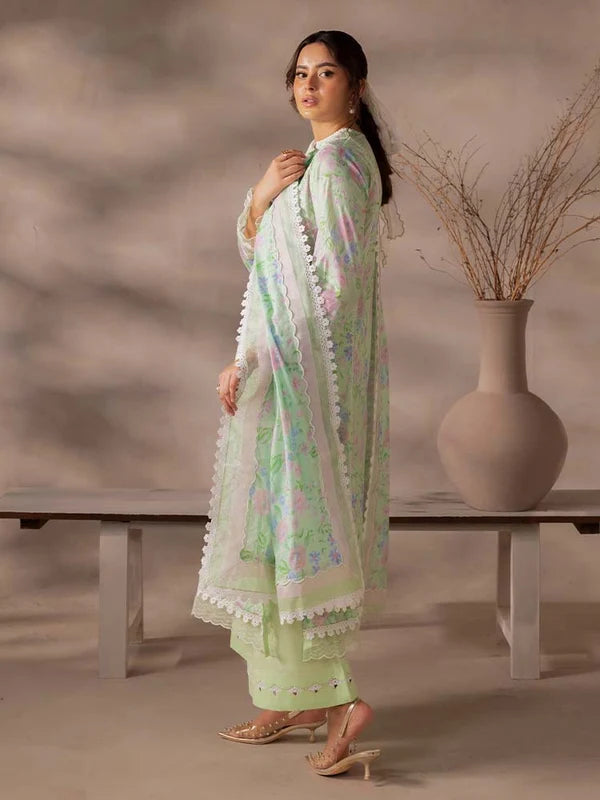 FLORE 3 Piece Unstitched Embroidered Lawn Suit | Digital Printed Lawn