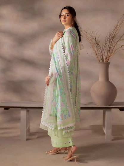 FLORE 3 Piece Unstitched Embroidered Lawn Suit | Digital Printed Lawn