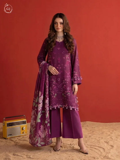 POPINN 3-Piece Unstitched Digital Printed Linen Suit | Fall-Winter Collection