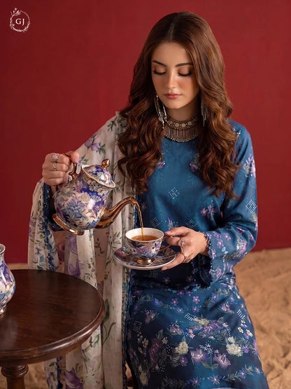 POPINN 3-Piece Unstitched Digital Printed Linen Suit | Fall-Winter Collection
