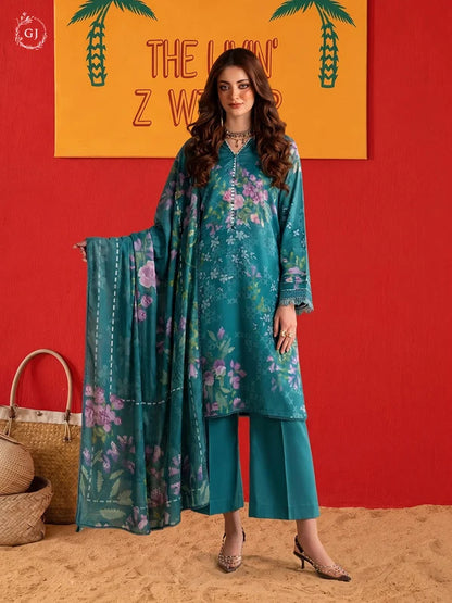 POPINN 3-Piece Unstitched Digital Printed Linen Suit | Fall-Winter Collection