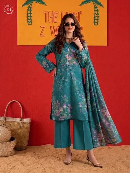 POPINN 3-Piece Unstitched Digital Printed Linen Suit | Fall-Winter Collection