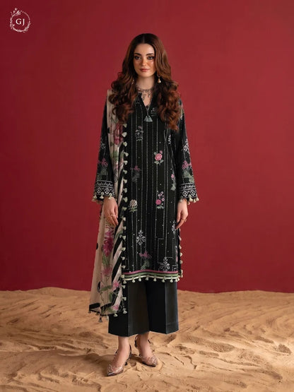 POPINN 3-Piece Unstitched Digital Printed Linen Suit | Fall-Winter Collection