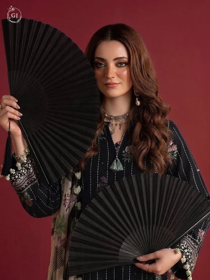 POPINN 3-Piece Unstitched Digital Printed Linen Suit | Fall-Winter Collection