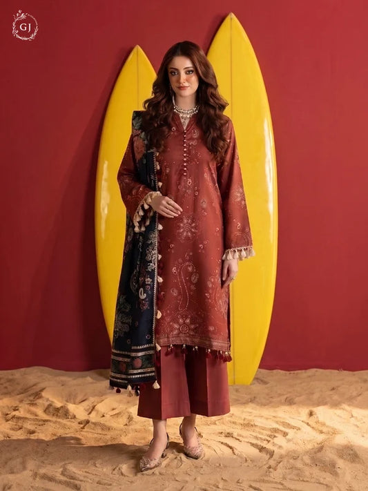POPINN 3-Piece Unstitched Digital Printed Linen Suit | Fall-Winter Collection