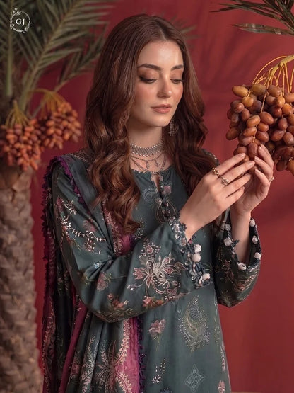 POPINN 3-Piece Unstitched Digital Printed Linen Suit | Fall-Winter Collection