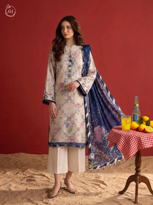 POPINN 3-Piece Unstitched Digital Printed Linen Suit | Fall-Winter Collection