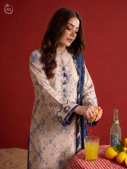 POPINN 3-Piece Unstitched Digital Printed Linen Suit | Fall-Winter Collection