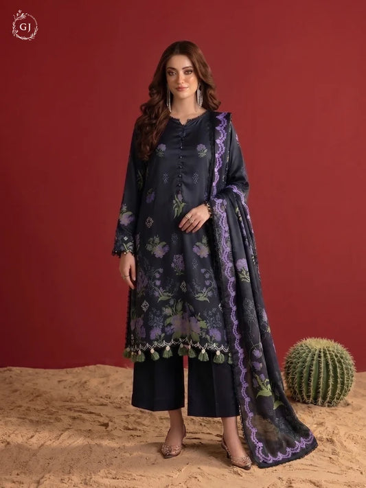 POPINN 3-Piece Unstitched Digital Printed Linen Suit | Fall-Winter Collection