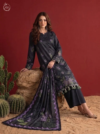 POPINN 3-Piece Unstitched Digital Printed Linen Suit | Fall-Winter Collection