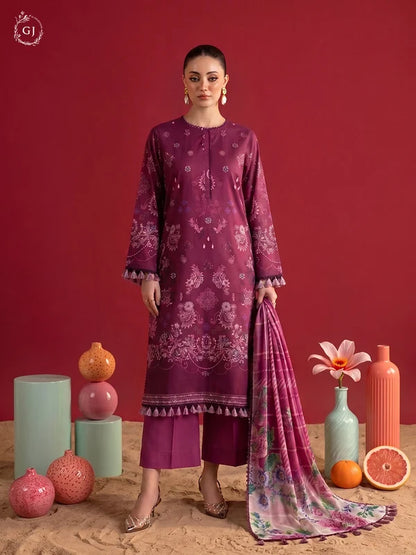 POPINN 3-Piece Unstitched Digital Printed Linen Suit | Fall-Winter Collection
