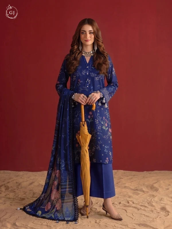 POPINN 3-Piece Unstitched Digital Printed Linen Suit | Fall-Winter Collection