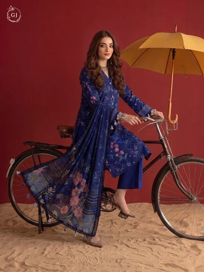 POPINN 3-Piece Unstitched Digital Printed Linen Suit | Fall-Winter Collection
