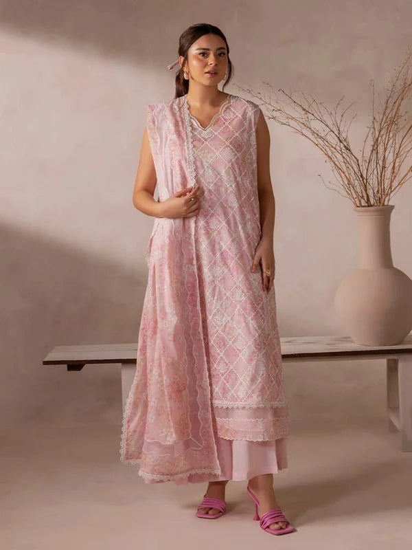 FLORE 3 Piece Unstitched Embroidered Lawn Suit | Digital Printed Lawn