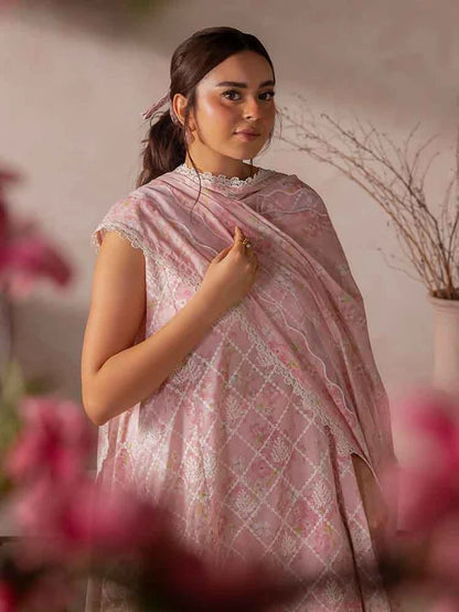 FLORE 3 Piece Unstitched Embroidered Lawn Suit | Digital Printed Lawn