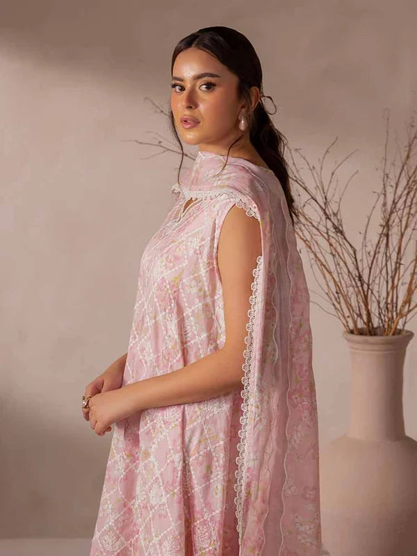 FLORE 3 Piece Unstitched Embroidered Lawn Suit | Digital Printed Lawn