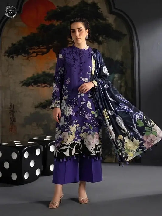 KISSA 3-Piece Unstitched Digital Printed Linen Suit | Fall-Winter Collection