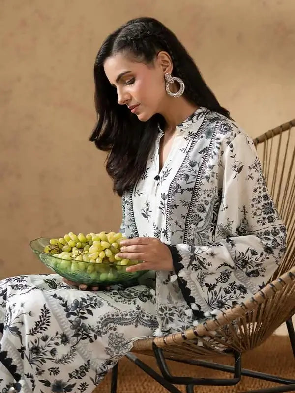 2 Piece Unstitched Bana Dora Linen Suit for Women – Printed Shirt & Trouser
